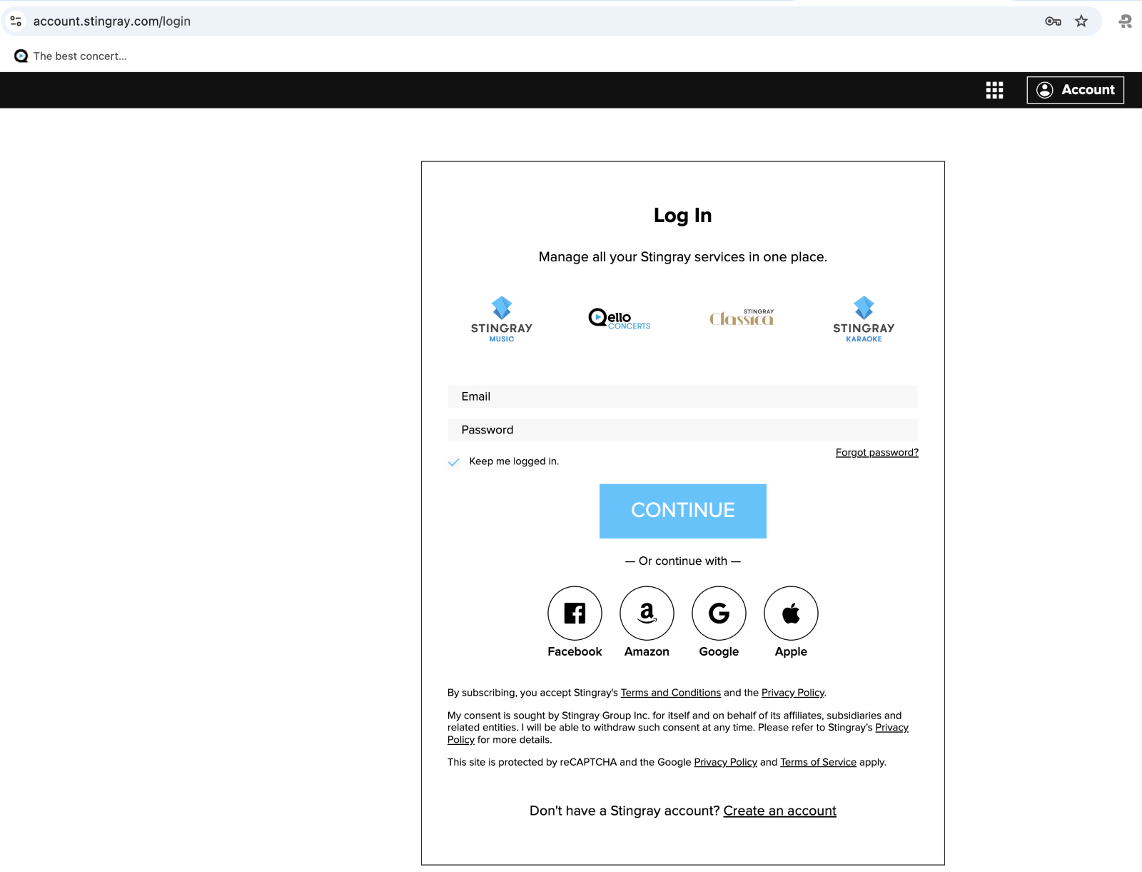 Login with Facebook screen